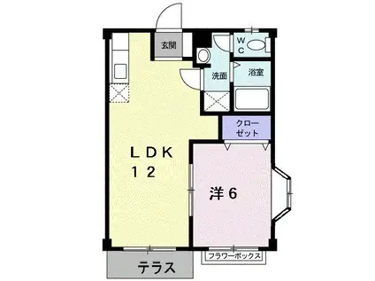 エレガンス大和(1LDK/1階)の間取り写真