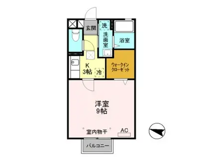 グランメールY A棟(1K/1階)の間取り写真