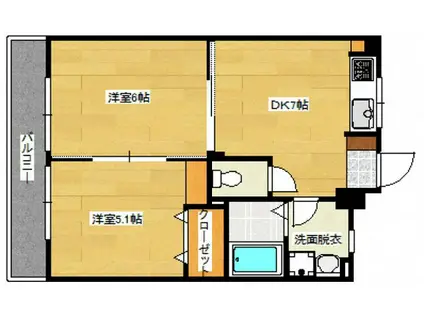 竹内マンション(2DK/4階)の間取り写真