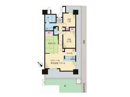 ライオンズガーデン町屋(3LDK/1階)の間取り写真