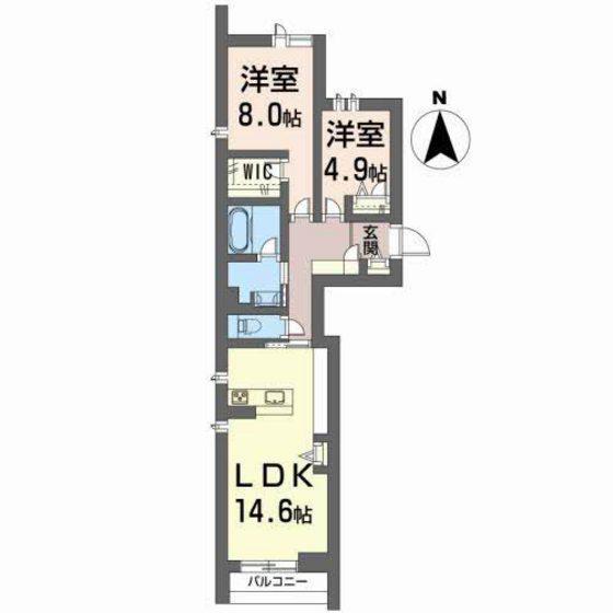 エストグラン虎丸(2LDK/2階)の間取り写真