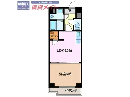 S-FORT津新町(1LDK/3階)の間取り写真