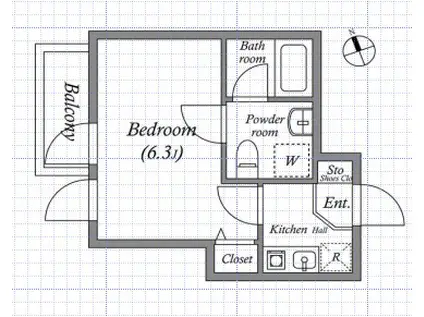 KSヴィラ中野A(1K/3階)の間取り写真