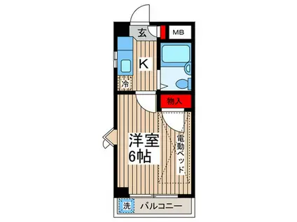 ツインハイツA・B(1K/3階)の間取り写真