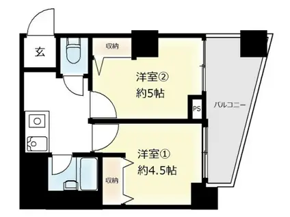 木川東エクセルハイツ(2K/4階)の間取り写真