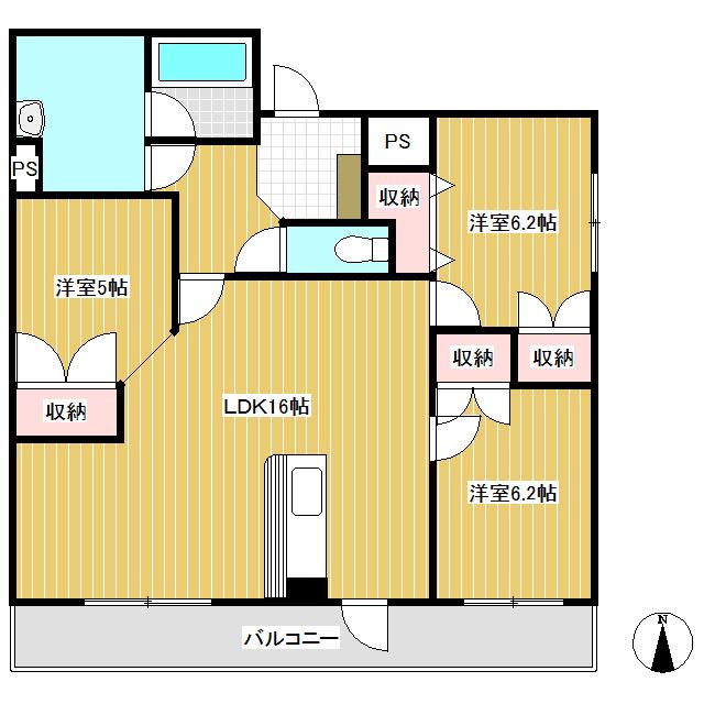 ブランニューシティー E棟(3LDK/6階)の間取り写真