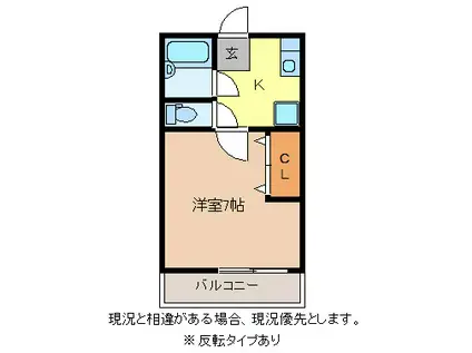 メゾンユース(1K/2階)の間取り写真