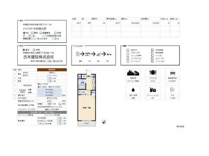 ハイツFK相模大野(1K/4階)の間取り写真