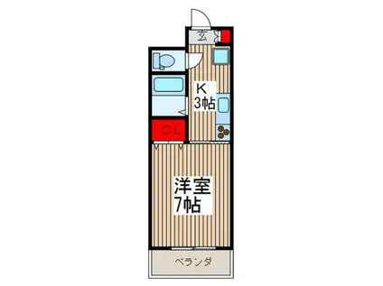 シエラ戸田公園(1K/3階)の間取り写真