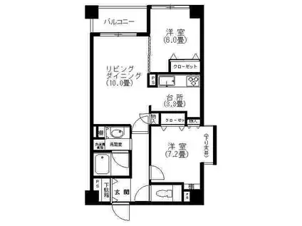ルピナス麻布シティフォルム(2LDK/5階)の間取り写真