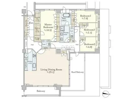 東京メトロ千代田線 代々木上原駅 徒歩10分 4階建 築11年(4LDK/4階)の間取り写真