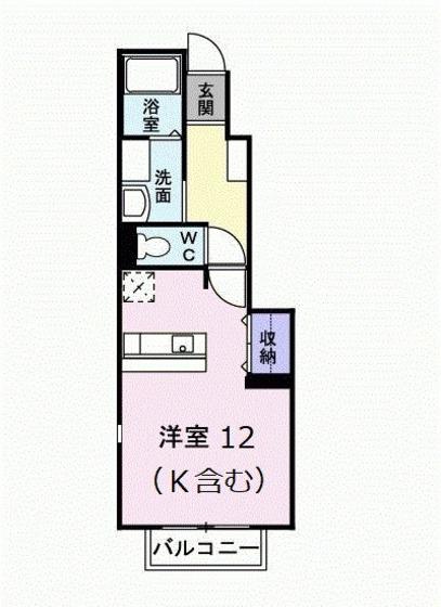 ノイインプレス(ワンルーム/1階)の間取り写真