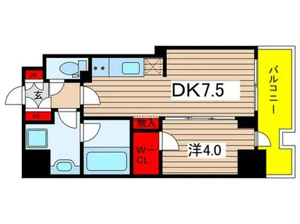 シーズンフラッツ両国サウス(1DK/2階)の間取り写真