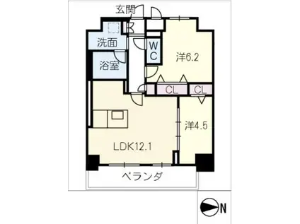 ピノ・アガタ岐阜駅前(2LDK/10階)の間取り写真