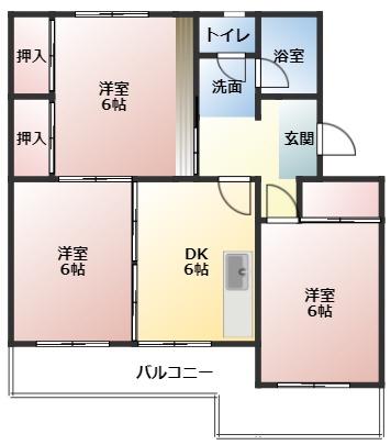 青葉ハイツ(3DK/2階)の間取り写真