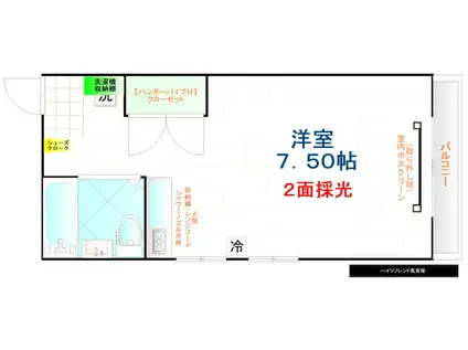 ハイツフレンド馬見塚I(ワンルーム/2階)の間取り写真