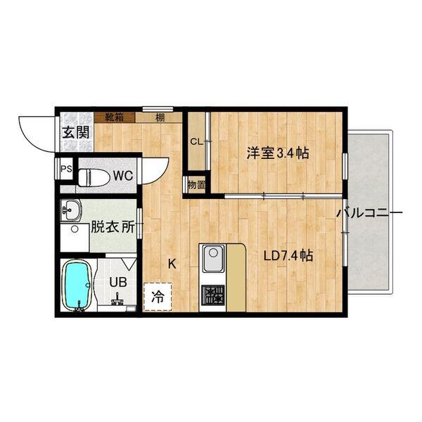 GLICINA東園田LINDO(1LDK/1階)の間取り写真