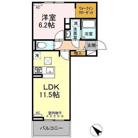 ビエント(1LDK/1階)の間取り写真