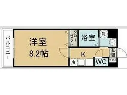 ECOLE川内(1K/1階)の間取り写真