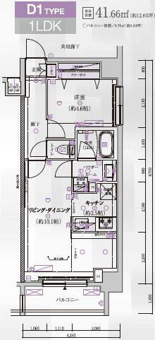 メインステージ菊川II(1LDK/7階)の間取り写真
