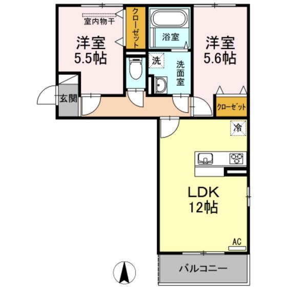 アスターエイト A棟(2LDK/3階)の間取り写真