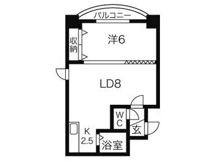 コトン大通中央(1LDK/4階)の間取り写真