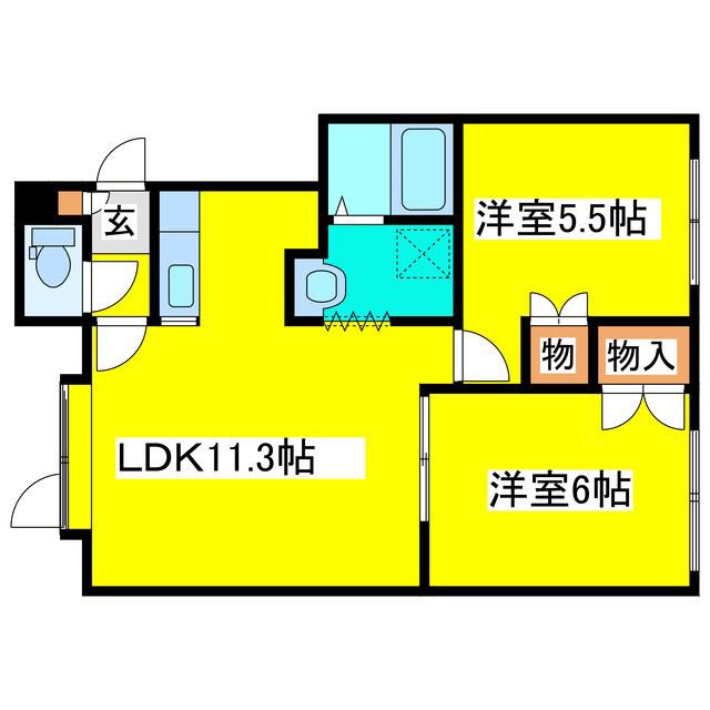 フィオーレ平岡(2LDK/2階)の間取り写真