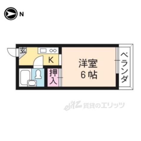 グランタック御所西(1K/2階)の間取り写真