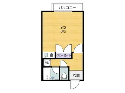 ベルコーポⅠ(ワンルーム/1階)の間取り写真