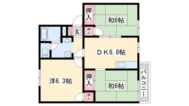 コート・鶴林(3DK/2階)の間取り写真