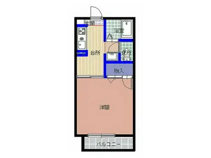 きたはらコーポB棟(1K/2階)の間取り写真