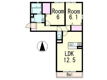 CASA RAFFINE 瀬田B(2LDK/3階)の間取り写真