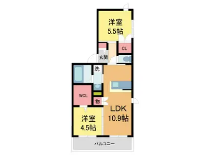 ホワイトメゾン西宮中島町(2LDK/3階)の間取り写真