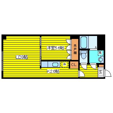E-ONE(1LDK/2階)の間取り写真