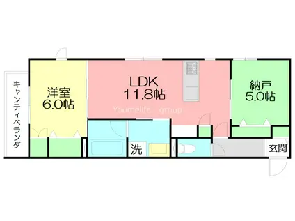 国分南3丁目メゾン(1SLDK/2階)の間取り写真