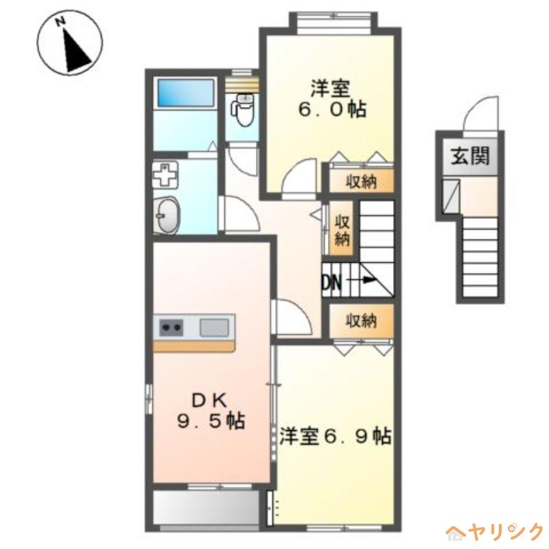 オアシス・せと(2DK/2階)の間取り写真