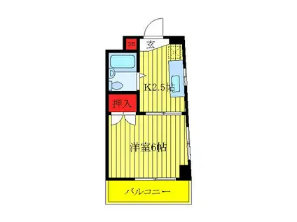 ヌーボー北(1K/3階)の間取り写真