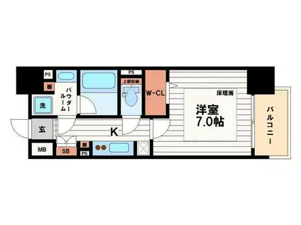 アーバネックス心斎橋II(1K/14階)の間取り写真