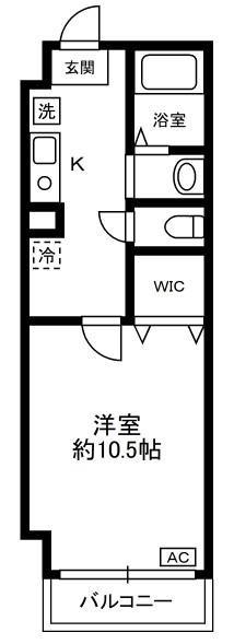 オーロラ三田(1K/5階)の間取り写真