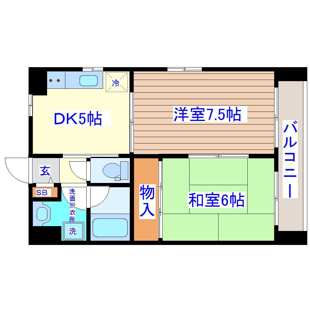 ボヌールI(2DK/3階)の間取り写真