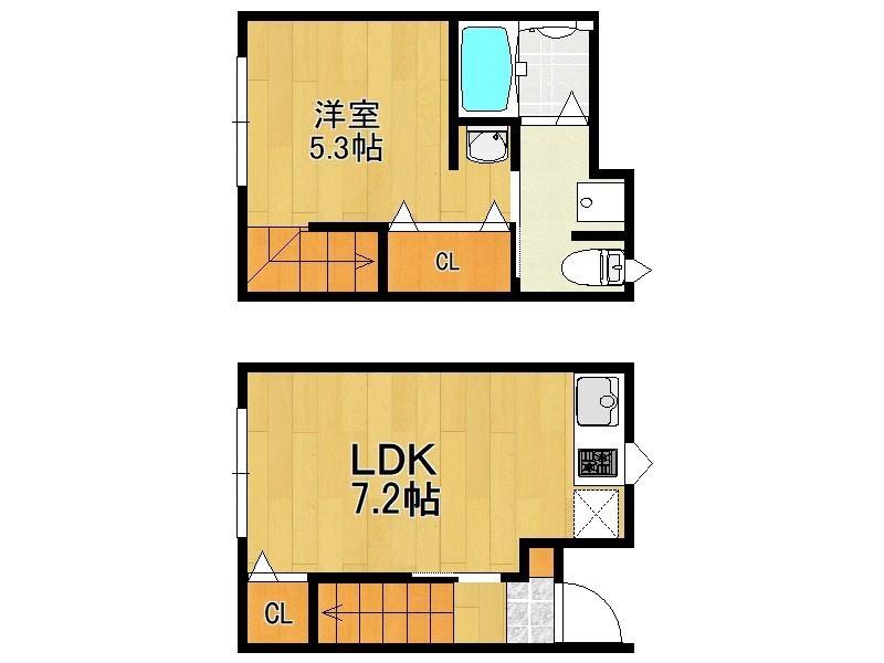 SEVEN HILLS 鳥栖(1LDK/1階)の間取り写真