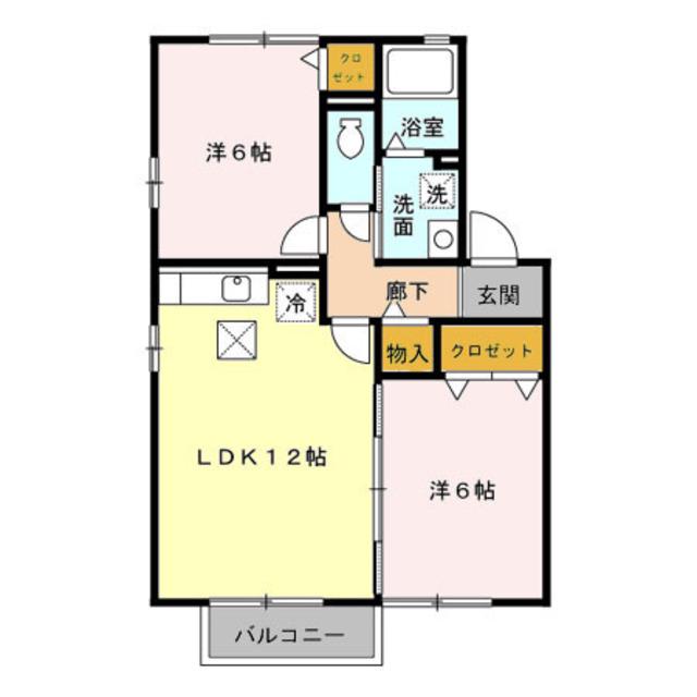 グリーンパークE棟(2LDK/1階)の間取り写真