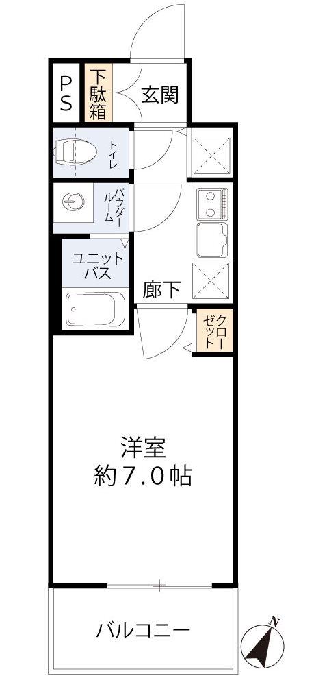 プレサンス大阪福島シエル(1K/4階)の間取り写真