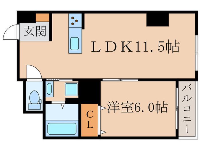 墨染コーポ(1LDK/2階)の間取り写真