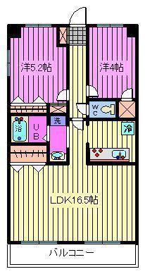 新田第11ビル(2LDK/3階)の間取り写真