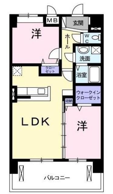 オーベルコート(2LDK/5階)の間取り写真