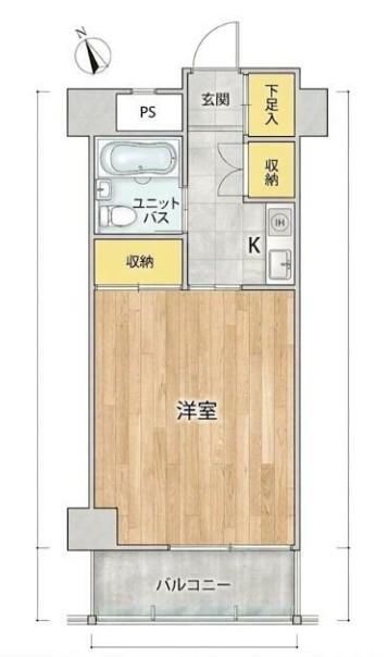 プレイス40(1K/2階)の間取り写真