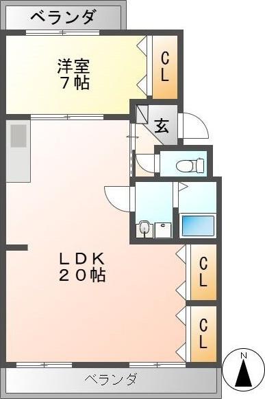 レヂデンス尾崎(1LDK/2階)の間取り写真