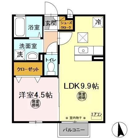 サニーシーズン(1LDK/1階)の間取り写真