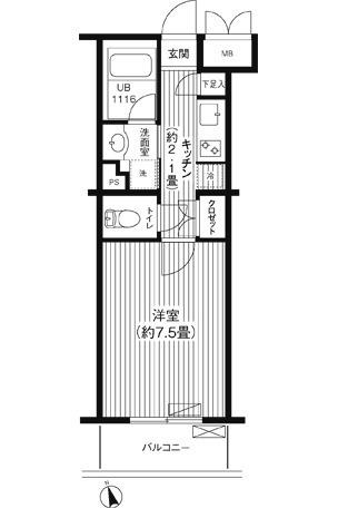 ステラメゾン下北沢(1K/2階)の間取り写真